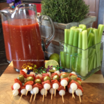 Homemade Bloody Marys with Antipasto Skewers